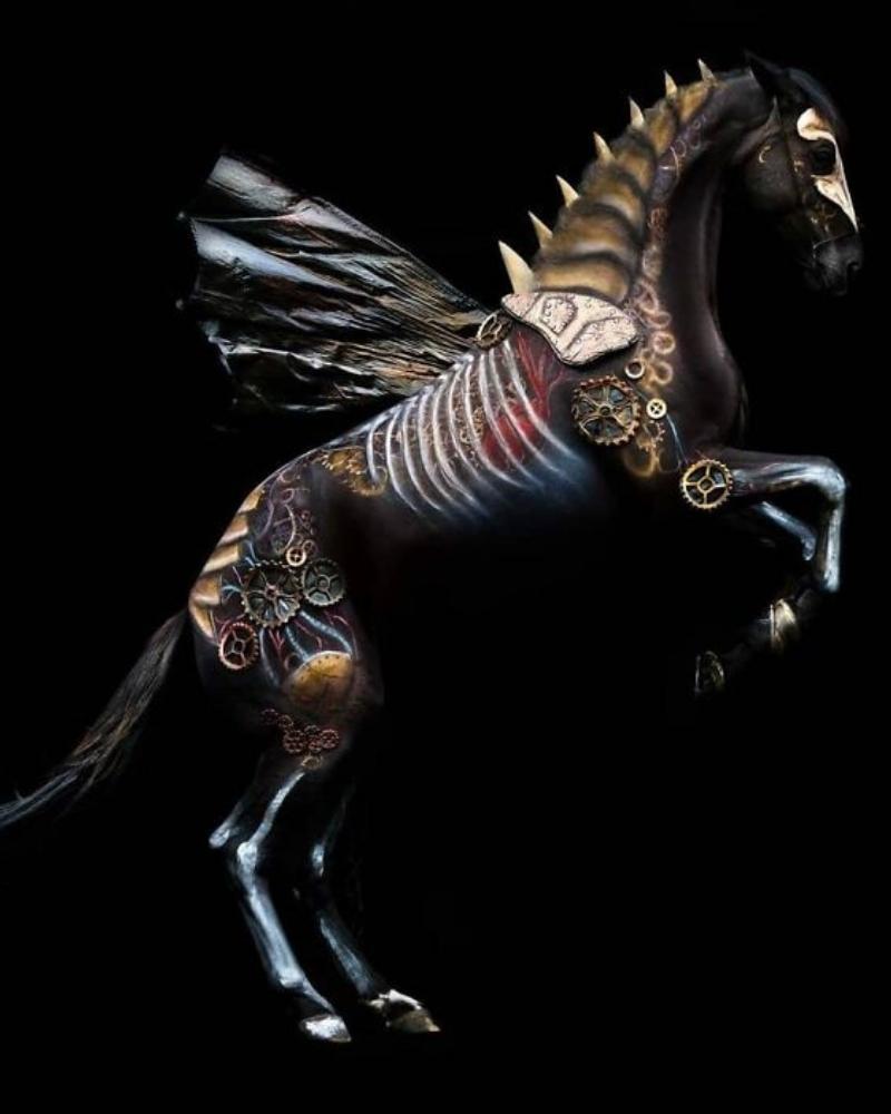 Even the majestic horse can be turned into a beautiful piece of body art